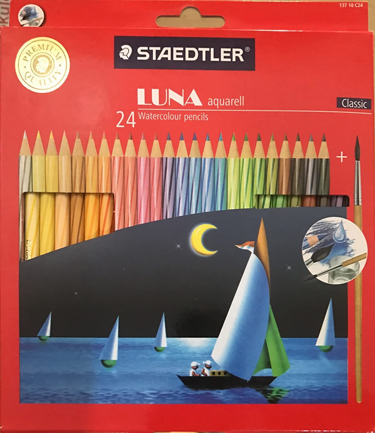 Staedtler Luna Classic 24 Color Water Color Pencil Set with Free Gift