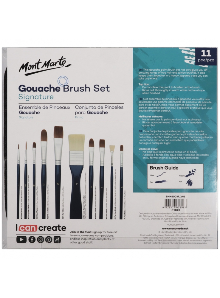 Gouache Brush Set Signature 11pc – Mont Marte Global