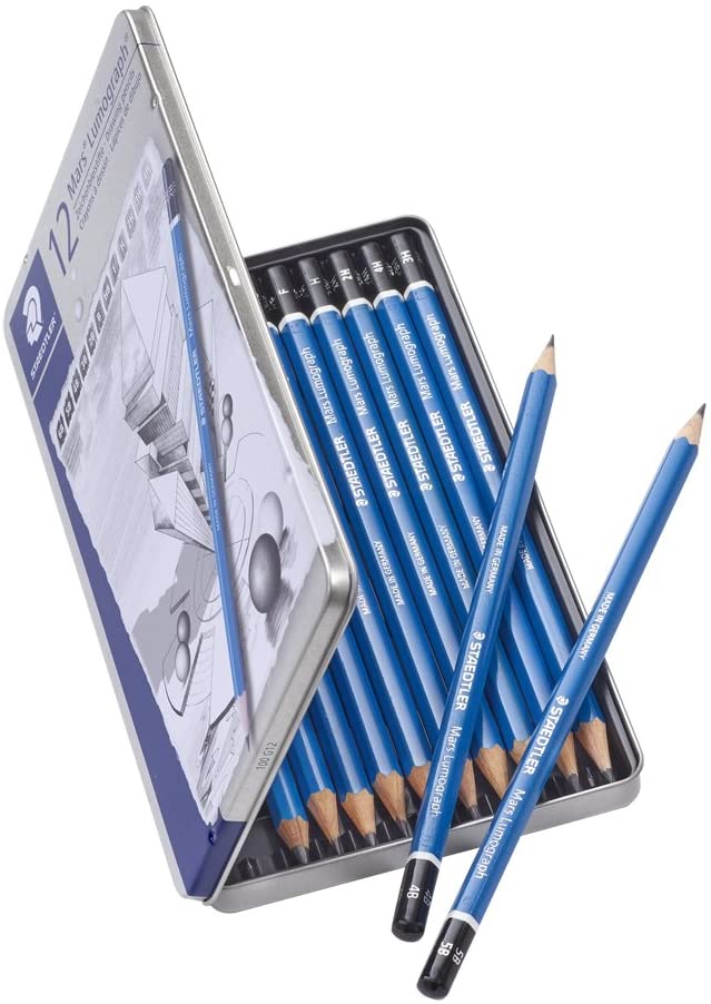 Staedtler Mars Lumograph Art Drawing Pencils, 12 Pack Graphite Pencils