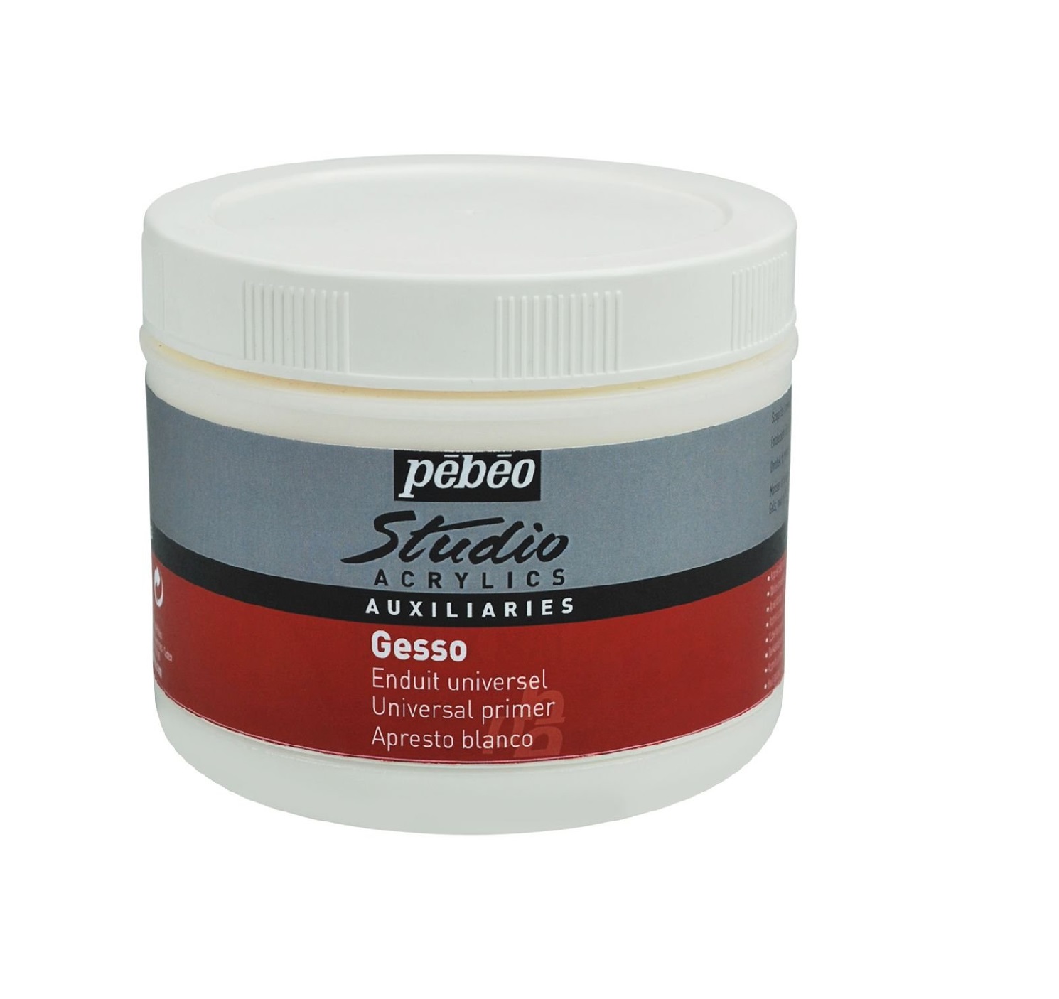Pebeo Studio Acrylics Auxiliaries Gesso - White - Jar of 500 ml - Starbox