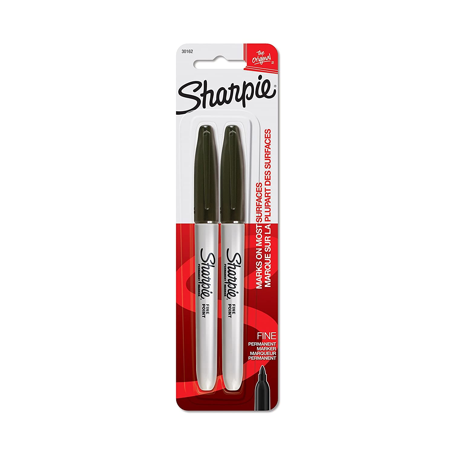 Sharpie Permanent Markers, Fine Point, Black, 2-Count