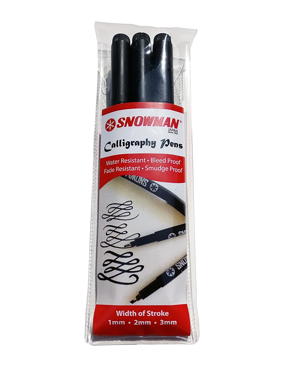 Snowman Calligraphy Pens - Set of 3 - Black (1.0, 2.0 & 3.0 mm)