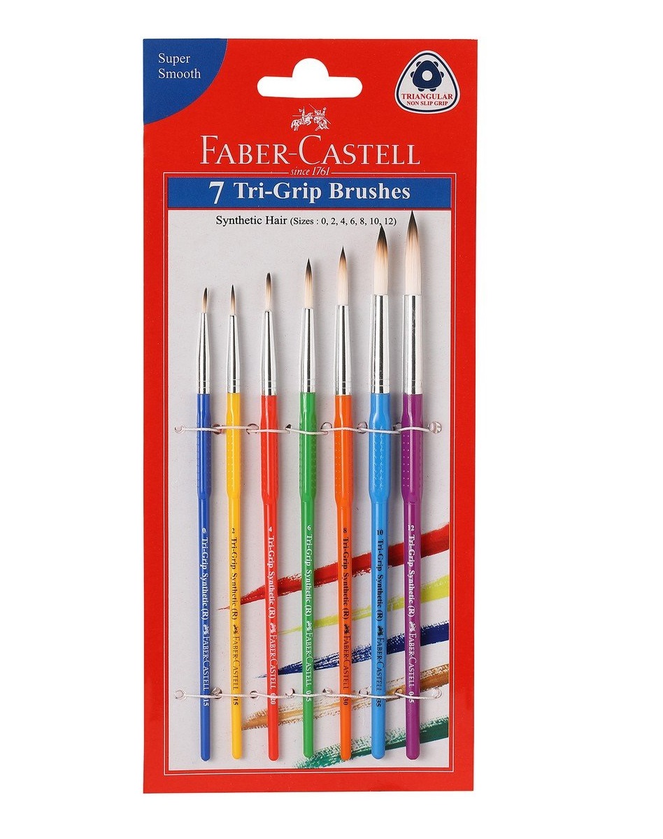 Faber-Castell Paint Brush Set – Flat, Pack of 7 (Navy Blue