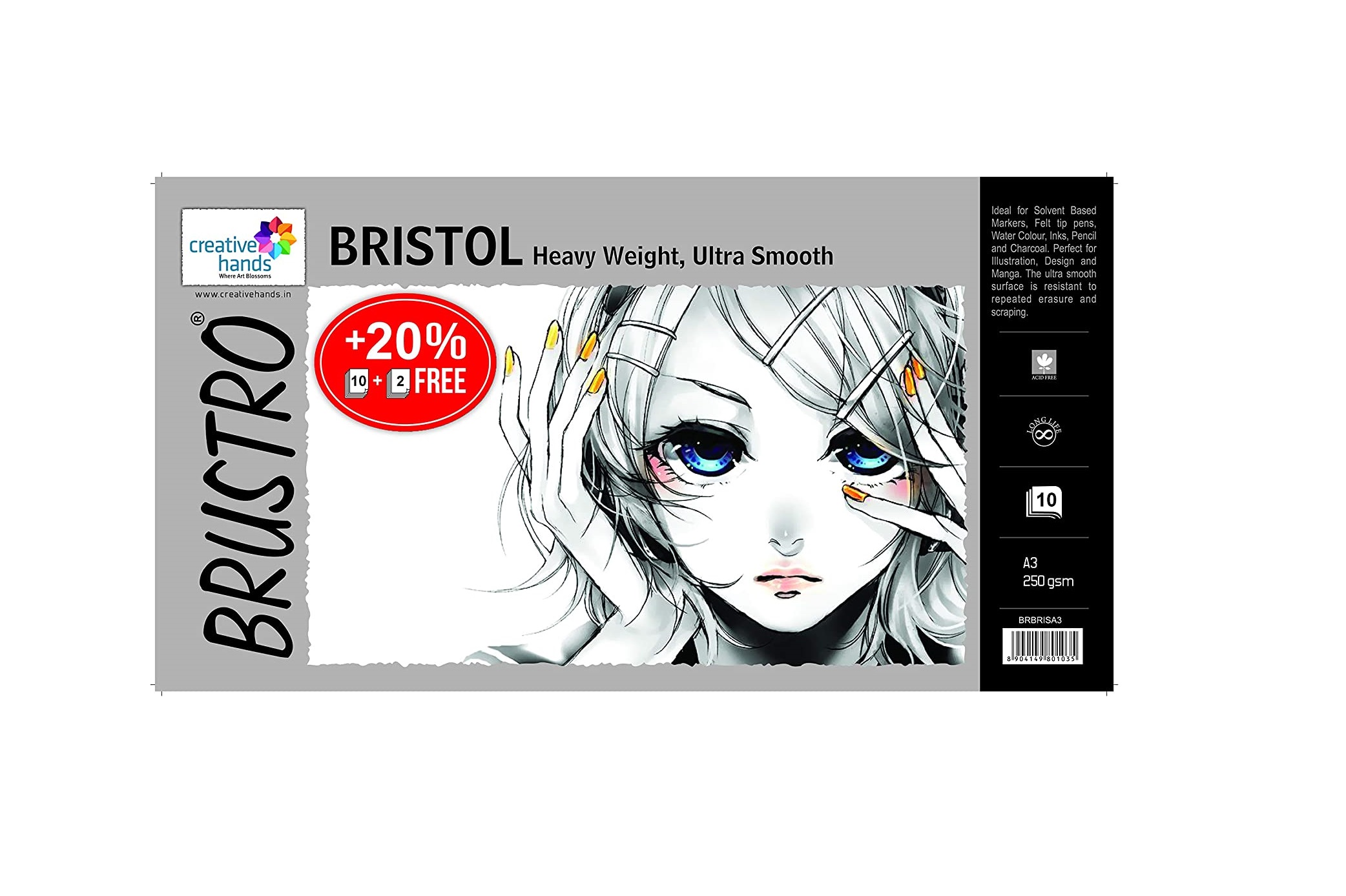Canson : Bristol Pad : 250gsm : A4 : 20 Sheets