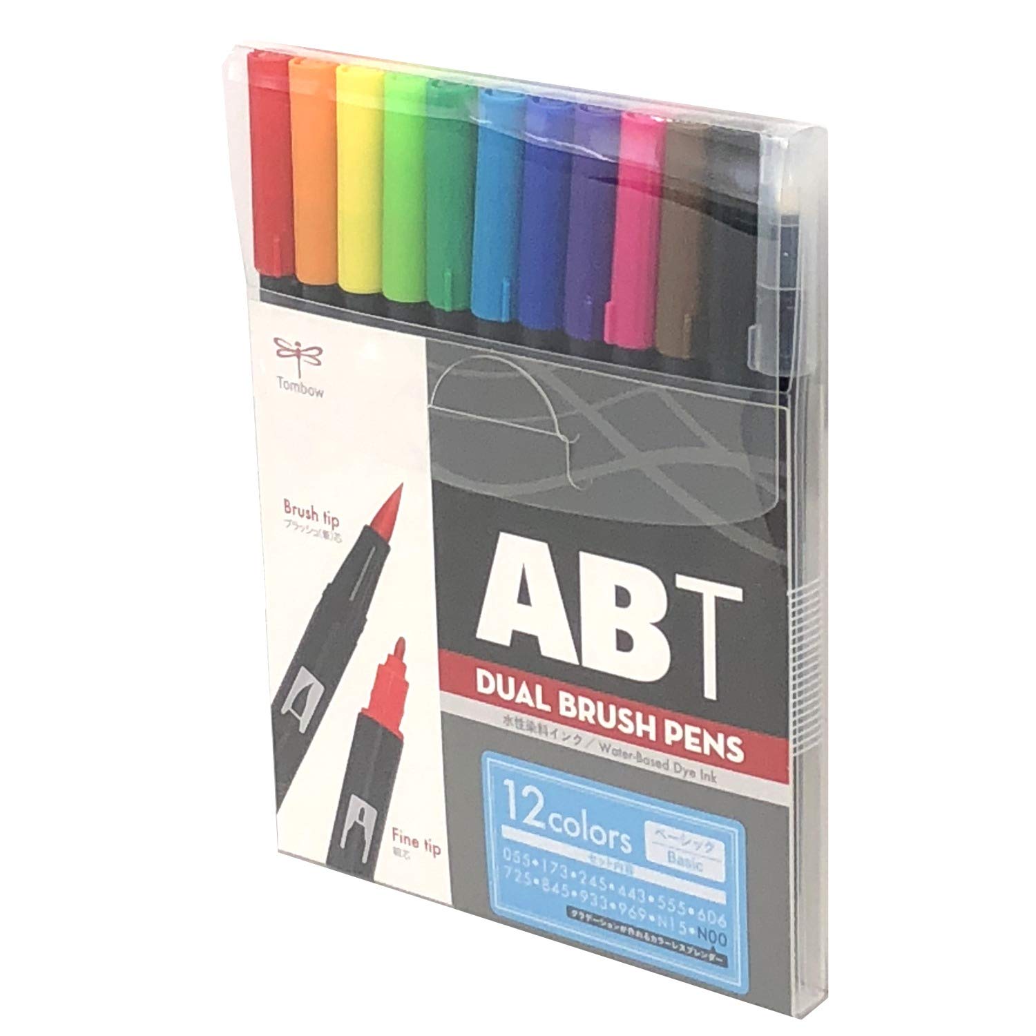 Tombow ABT Dual Brush Pen Set of 12, Basic Colours AB-T12CBA