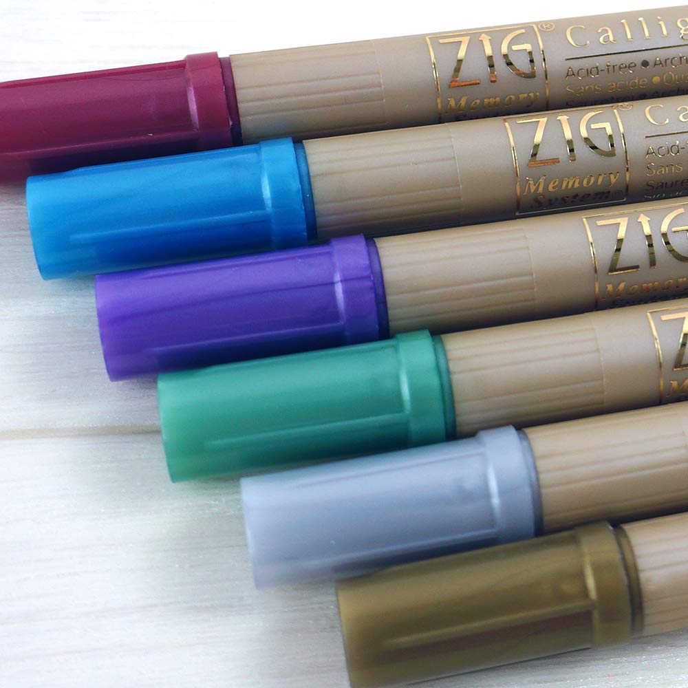 Zig Memory System Calligraphy Marker, Set of 9 Metallic Colors