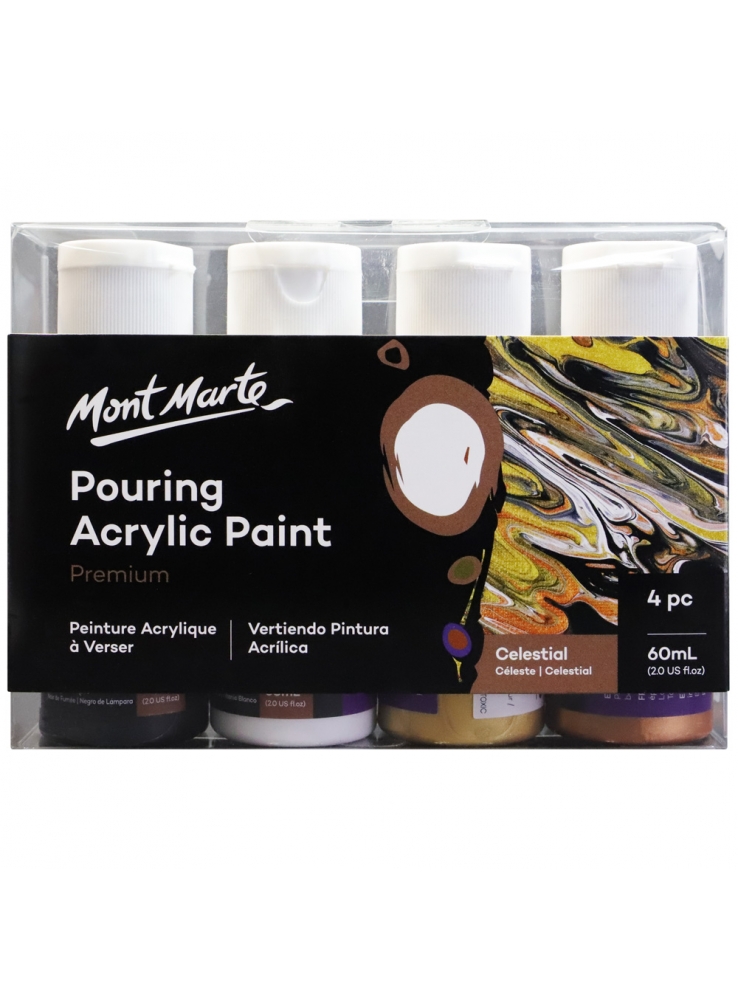 Mont Marte Premium Pouring Acrylic Paint 60ml (2oz) 4pc Set - Celestial