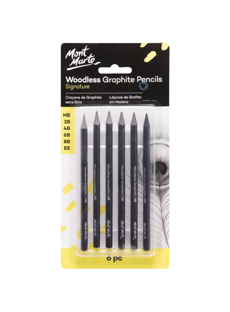Mont Marte Signature Woodless Graphite Pencils 6pc