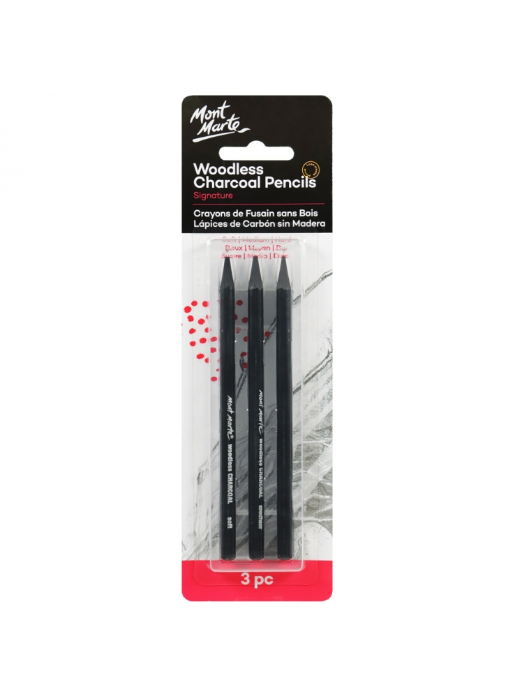 Mont Marte Signature Woodless Charcoal Pencils 3pce