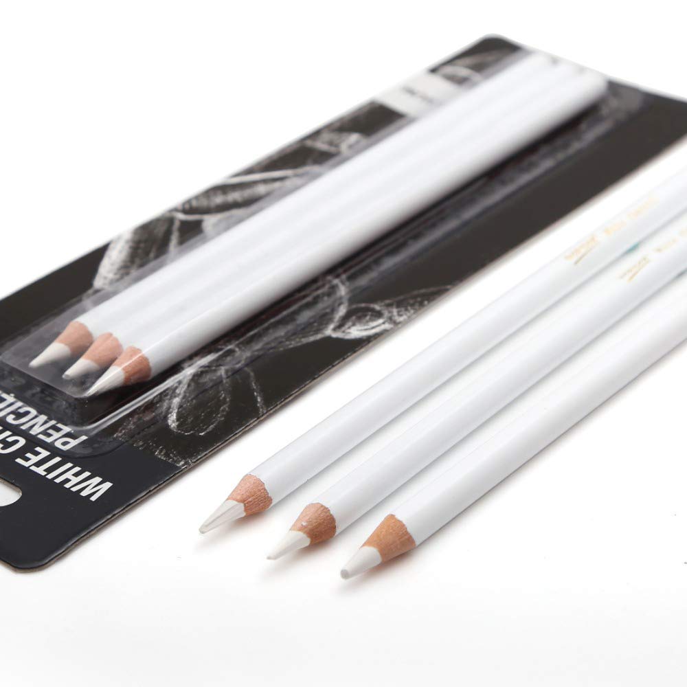 Worison 3 Pcs White Medium Charcoal Art Drawing Pencils Set