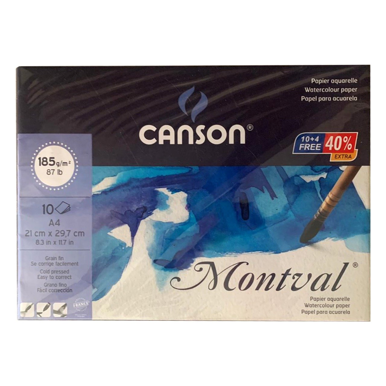 Canson Montval A4 Pad of 10 Fine Grain Sheets 185gsm
