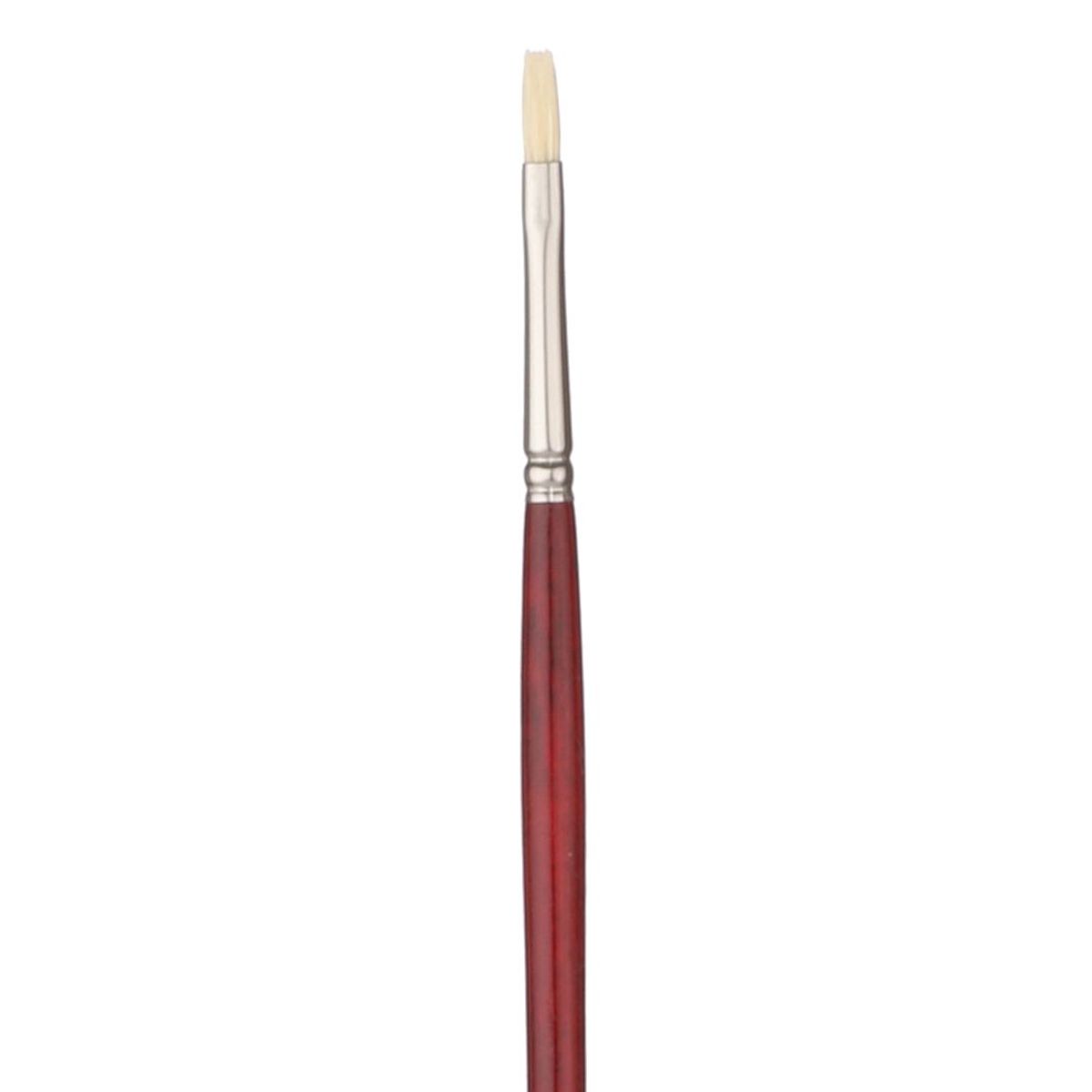 Art essentials supremo white hog bristle brush - series 140f - flat - long handle - size: 0