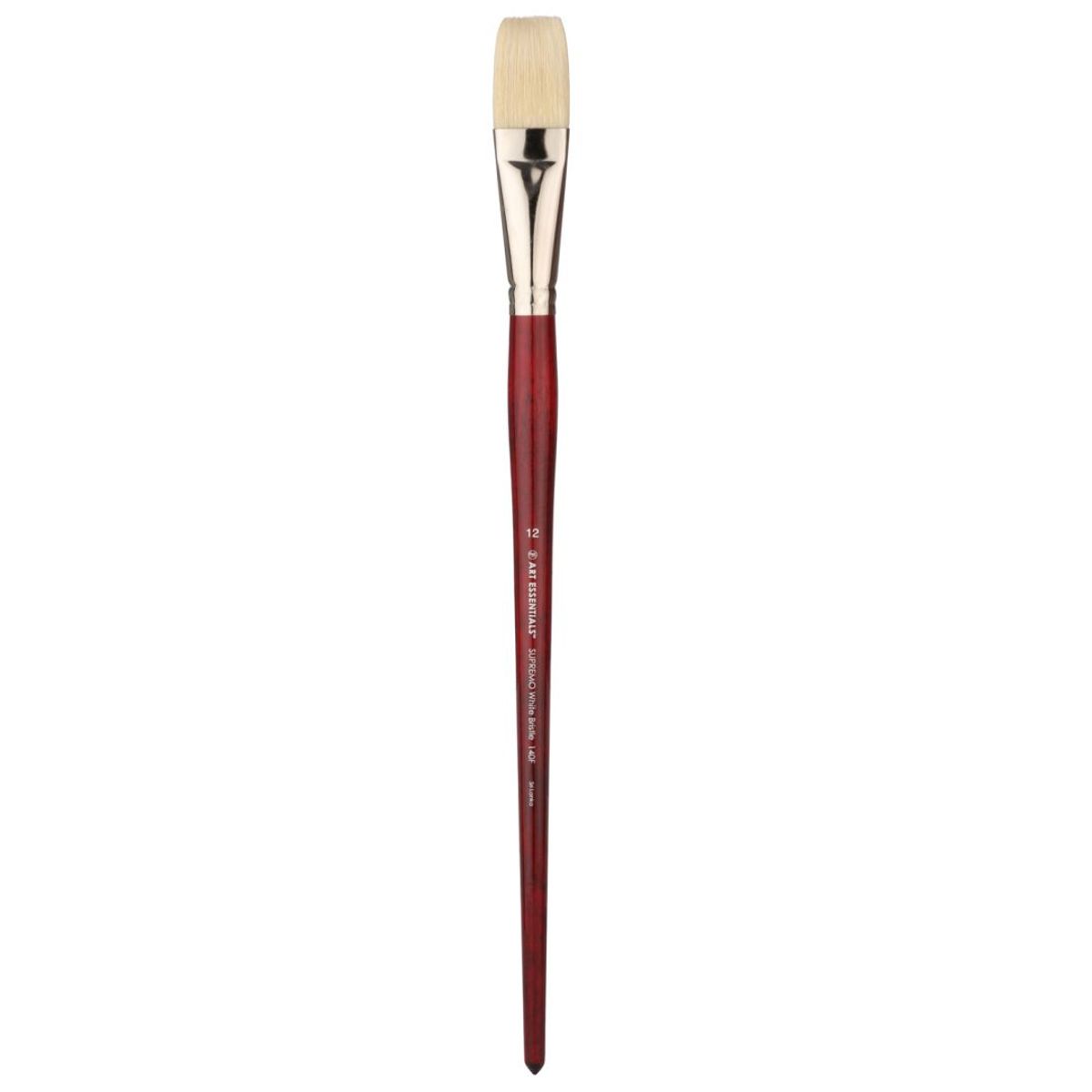 Art Essentials Supremo White Hog Bristle Brush - Series 140f - Flat - Long Handle - Size: 12