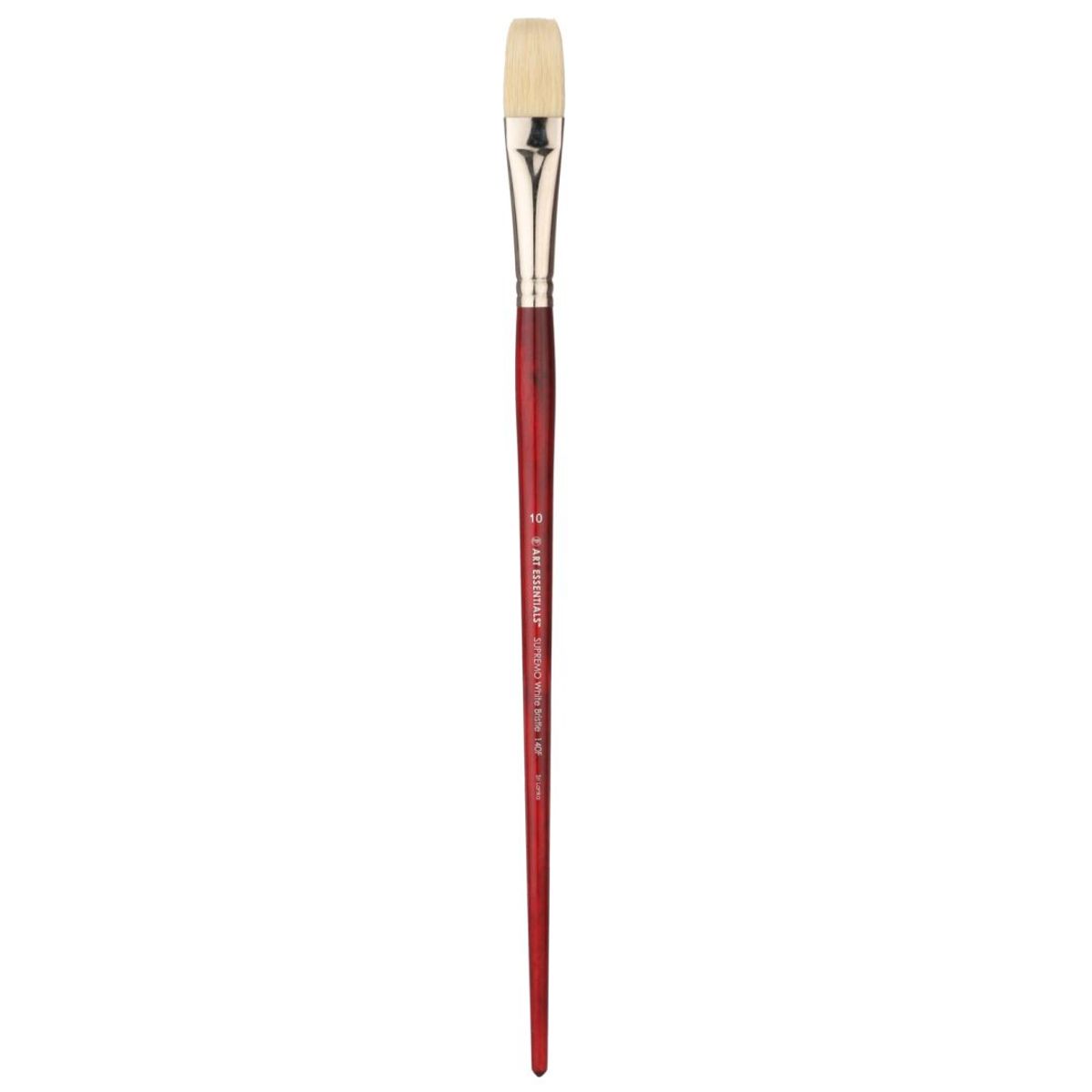Art Essentials Supremo White Hog Bristle Brush - Series 140f - Flat - Long Handle - Size: 10