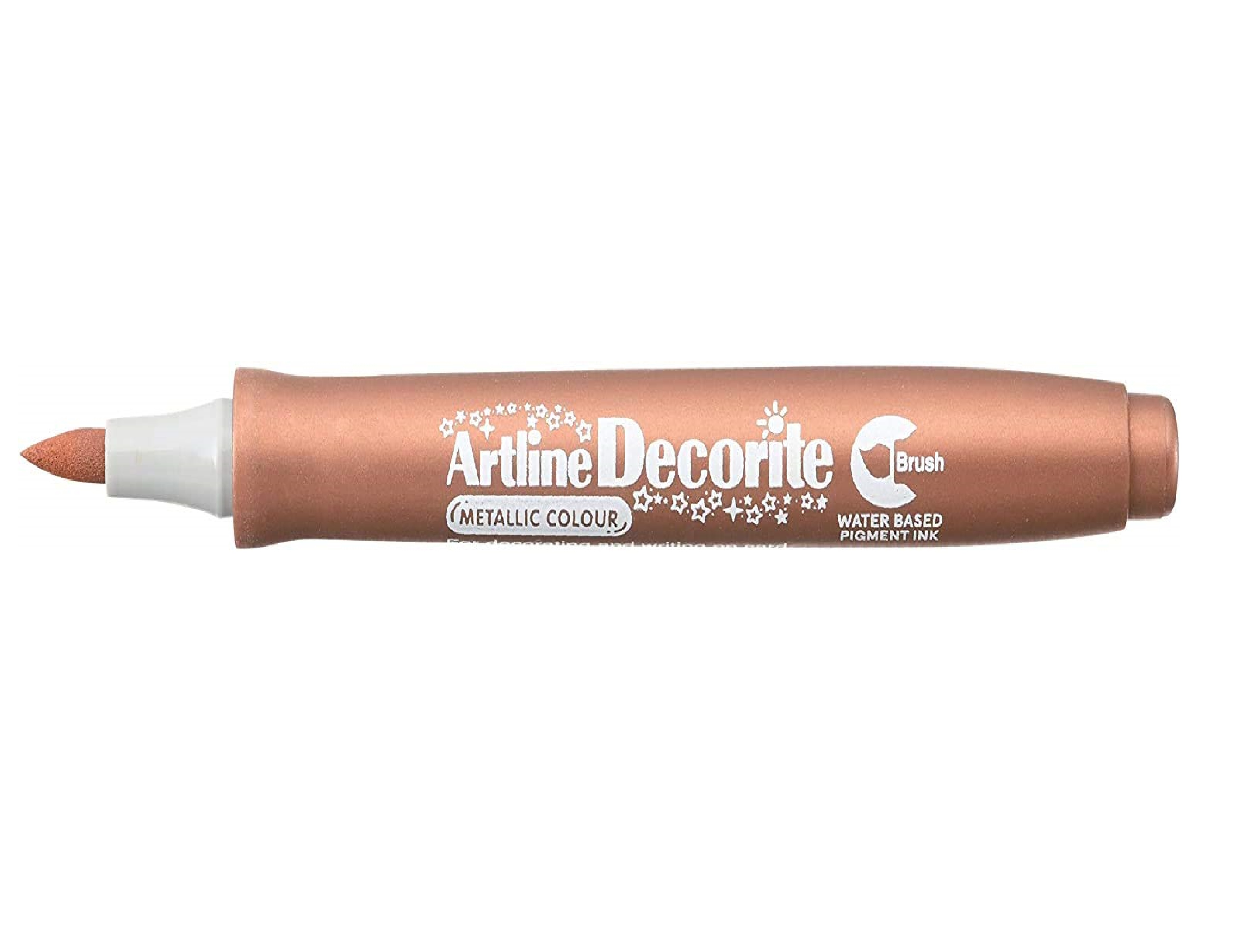 Artline Decorite Brush Marker Pen for Card, Glass, Metal and Plastic (Bronze)