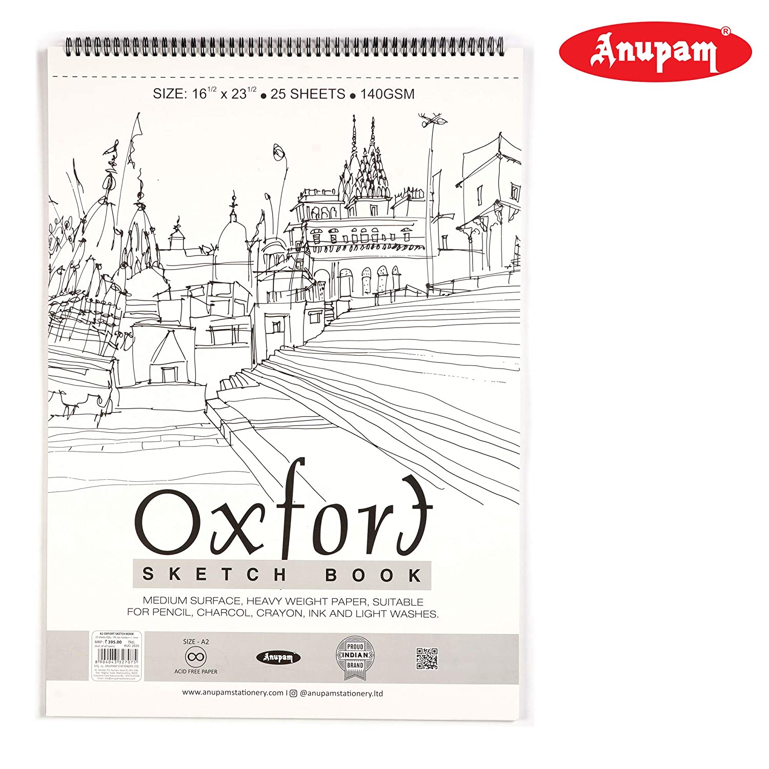 Anupam Oxford Sketch Pad Book A2 -25 Sheets 140 GSM