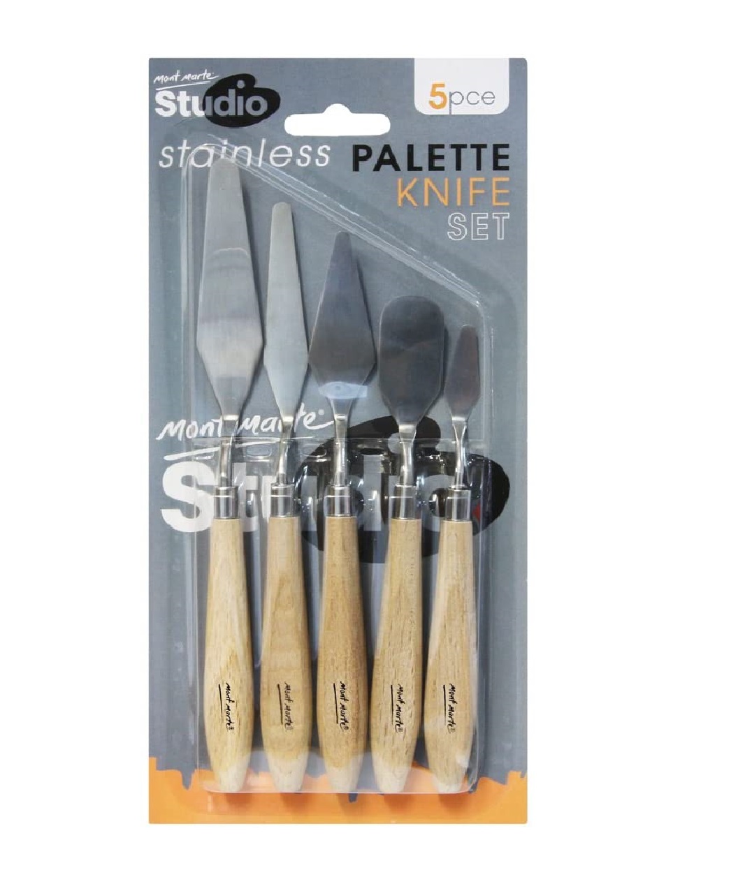 Mont Marte Studio Palette Knife Set, 5 Piece Steel Palette Knives