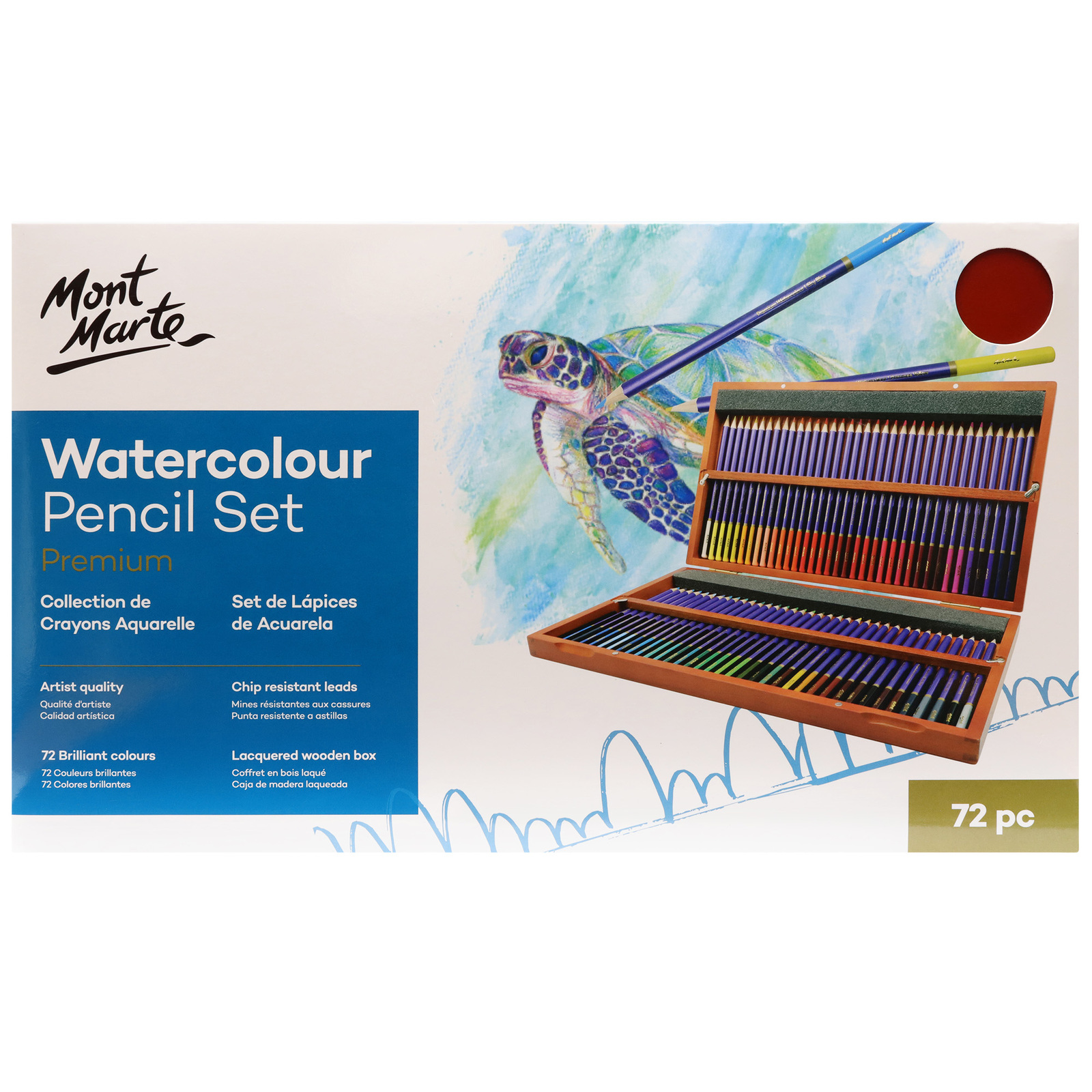 Mont Marte Premium Watercolour Pencils 72 Piece In Wooden Box