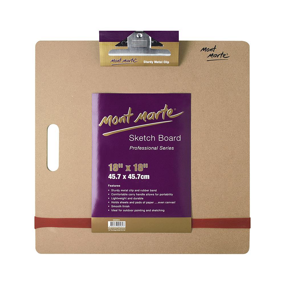Mont Marte Sketch Board Sturdy Metal Clip 18X18 Inches, 1Pc