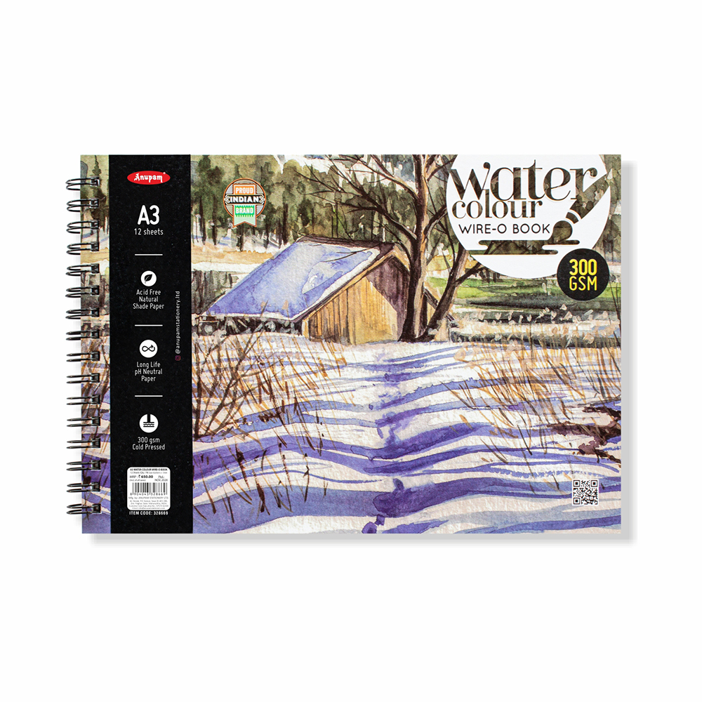 Anupam Water Colour WireO A3 Book 300GSM 12Sheet 