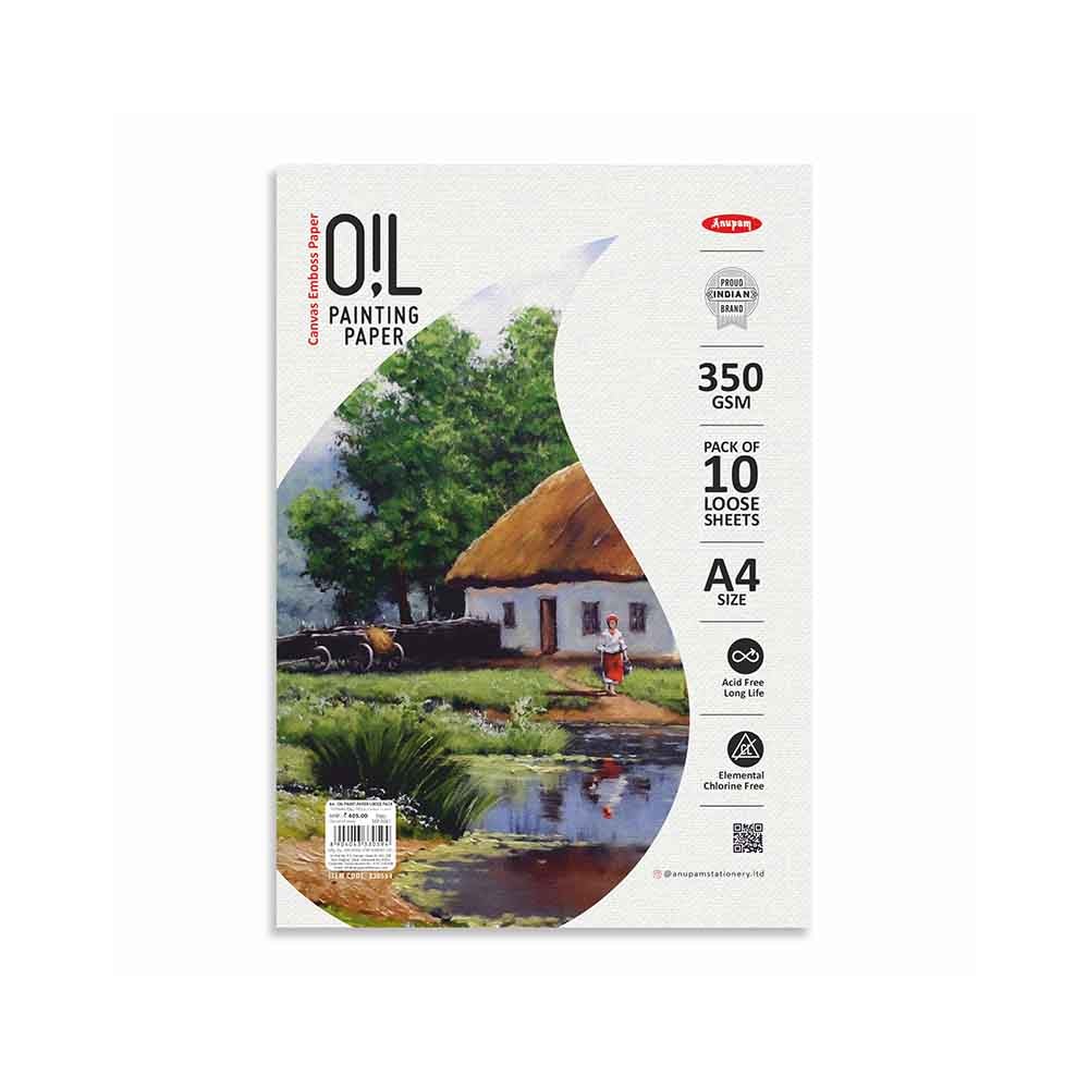 Anupam Oil Painting Canvas Emboss Paper Pack A4 350gsm 10Sht