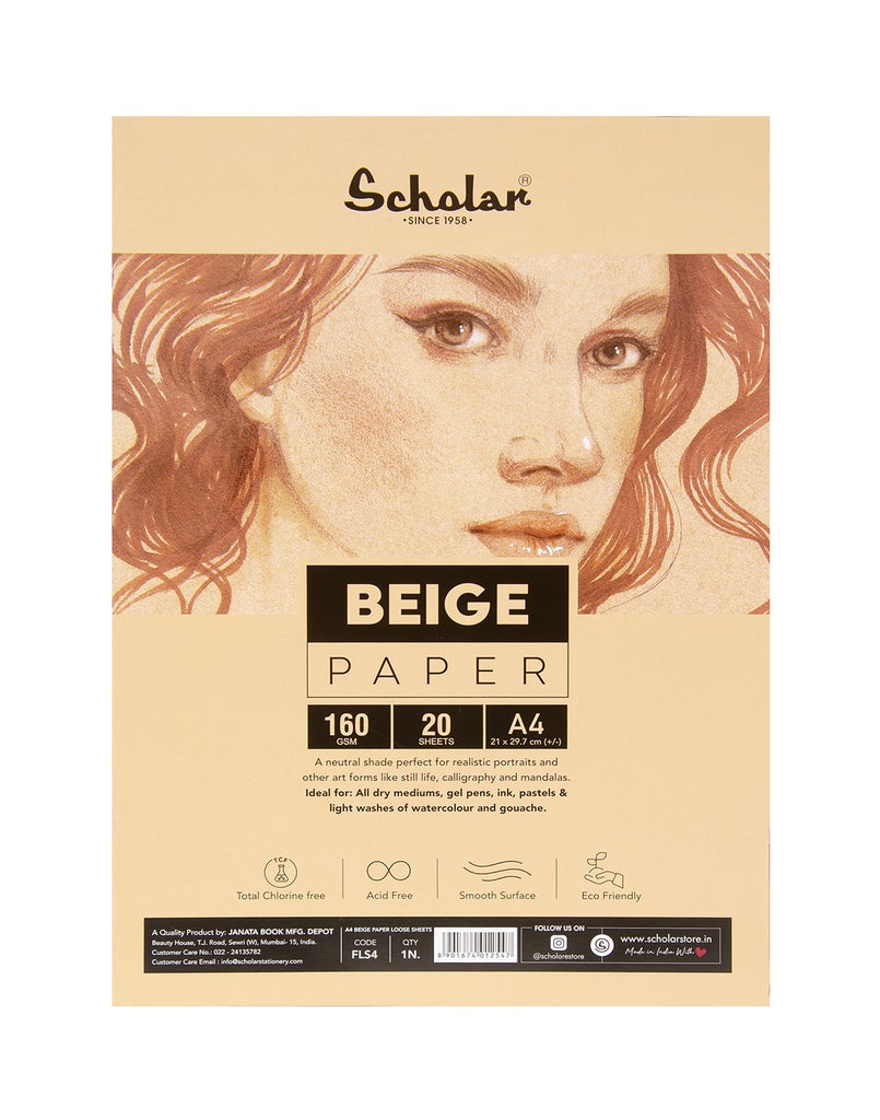 Scholar A4 Flesh Beige Paper  Loose Sheets (FLS4)