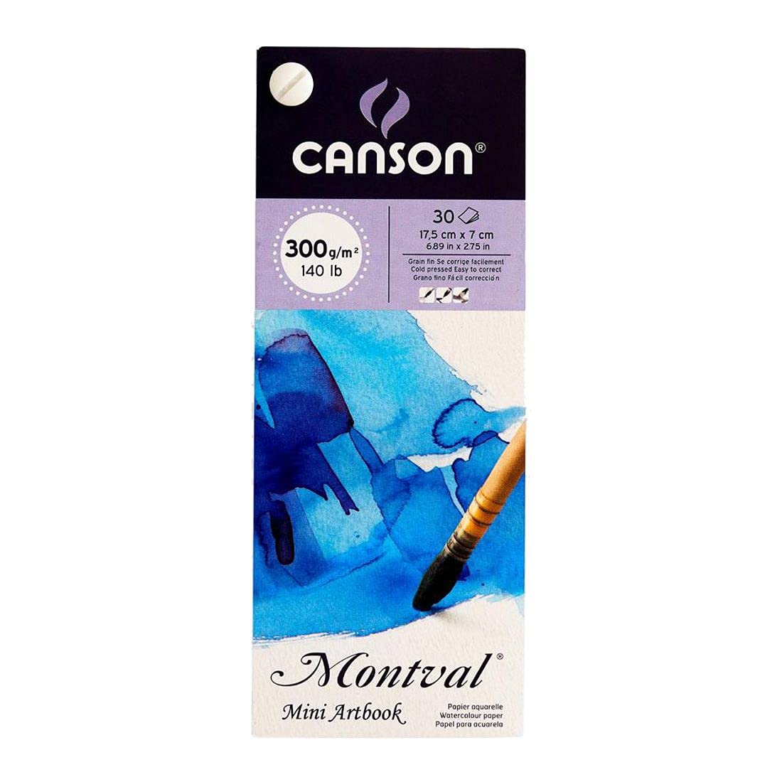 Canson Montval Watercolor 300 GSM Cold Pressed 17.5 x 7 cm Mini Art Book (White, 30 Sheets)