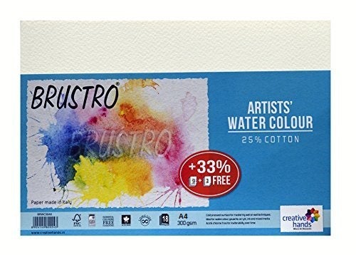 Brustro Artists Watercolour Paper 300 GSM 25% Cotton A4 9 sheet