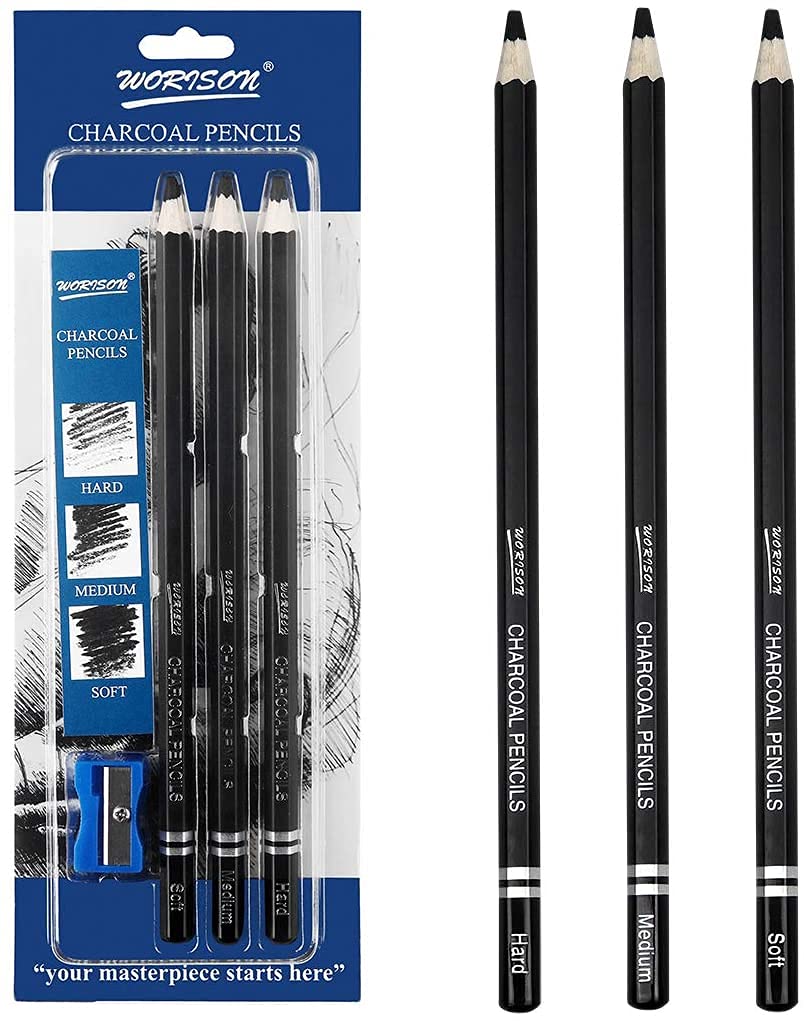 Ondesk Artics Artists' Black Charcoal Drawing Medium Pencil | 4-6 mm,  Hexagonal | Pack of 1