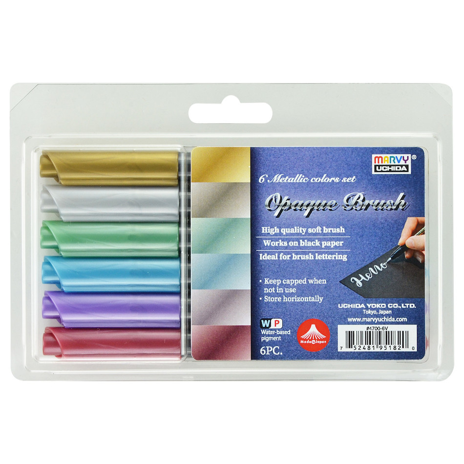 Marvy Metallic Brush Pen 6pcs 4700-6V