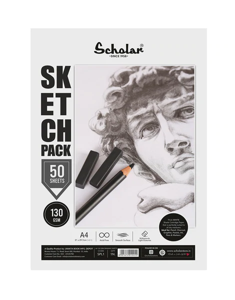 Scholar A4 SKETCH PACK - 130 GSM (WHITE PAPER) (SPL1)