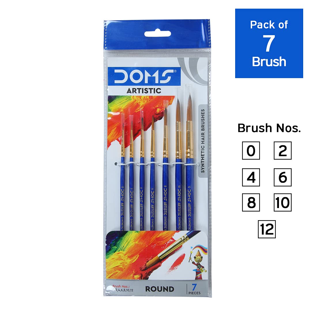 DOMS Artistic Synthetic Paint Brush Set (Round, Pack of 7)