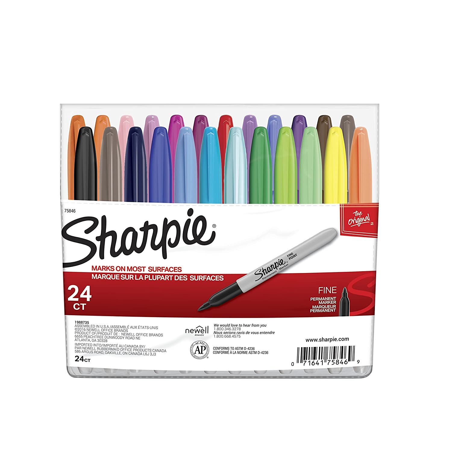 Sharpie 1810701 Permanent Marker, Brush Tip, Assorted, 4/Set - 1810701