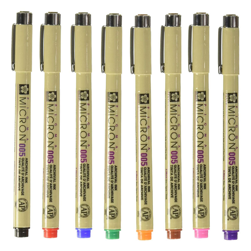 Sakura Pigma Micron Pen Set of 8 Assorted Colours - Starbox
