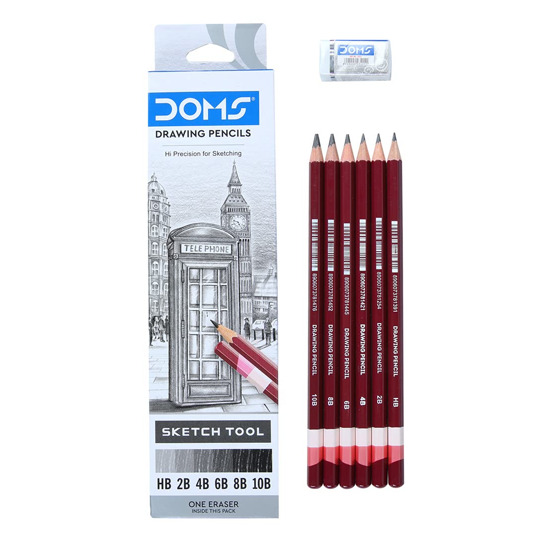 DOMS Drawing & Sketching Graphite Pencil Set 6