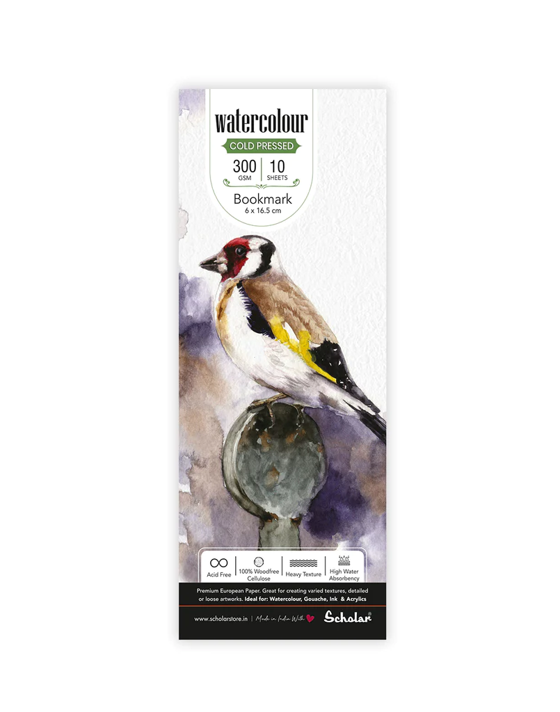 SCHOLAR WATERCOLOUR COLD PRESSED BOOKMARK SIZE LOOSE SHEETS - 300 GSM (10 SHEETS) (WCL9)