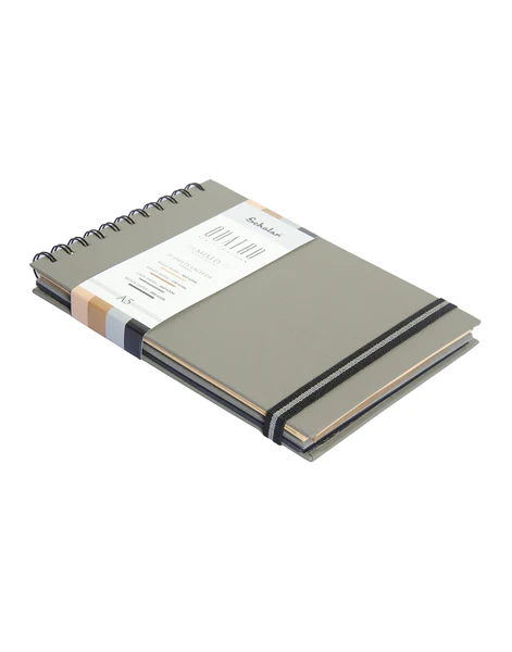 Scholar A5 Quatro SketchBook (4-IN-1 TONED SHEETS WITH KRAFT, BLACK, GREY, AND BEIGE PAPER)