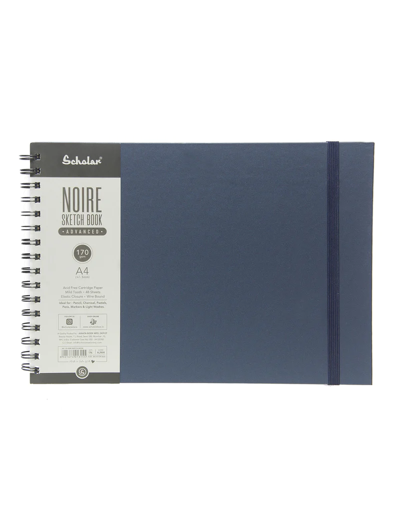 Scholar A4 Noire Sketchbook - Advanced (Blue, 170 Gsm, Wire Bound) (AJW4-B)
