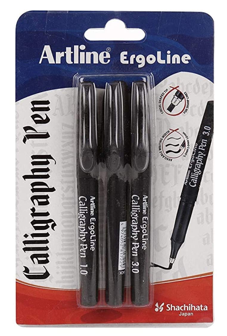 Artline Ergoline Calligraphy Pen Black (Pack Of 3)