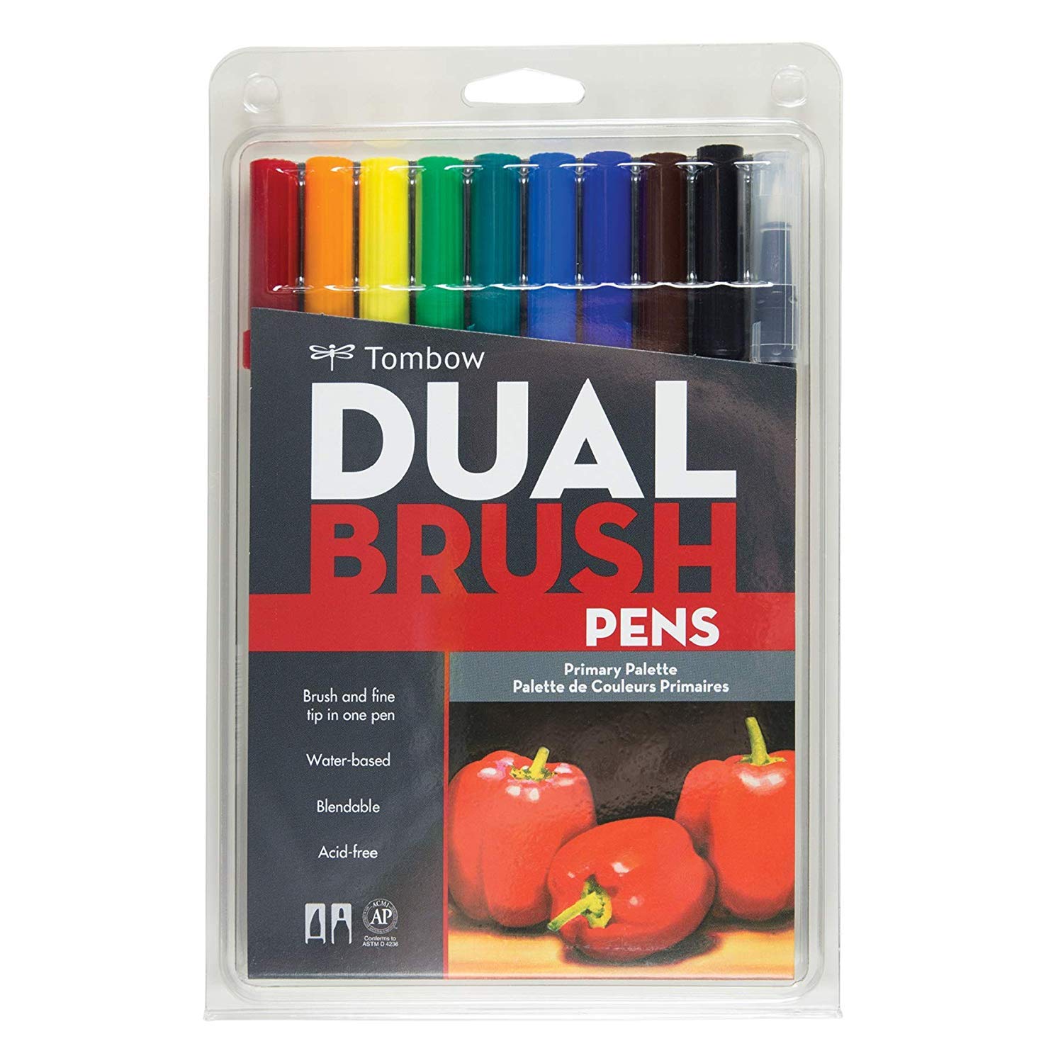 Tombow Dual Brush Pens (Set Of 10) - Primary ABT-10C PR