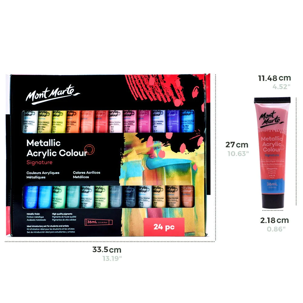 Set 24 Colori Acrilici GLOBAL COLOURS Da 36ml Ciascuno - Colori Vivaci, Qualità Artistica, Waterproof