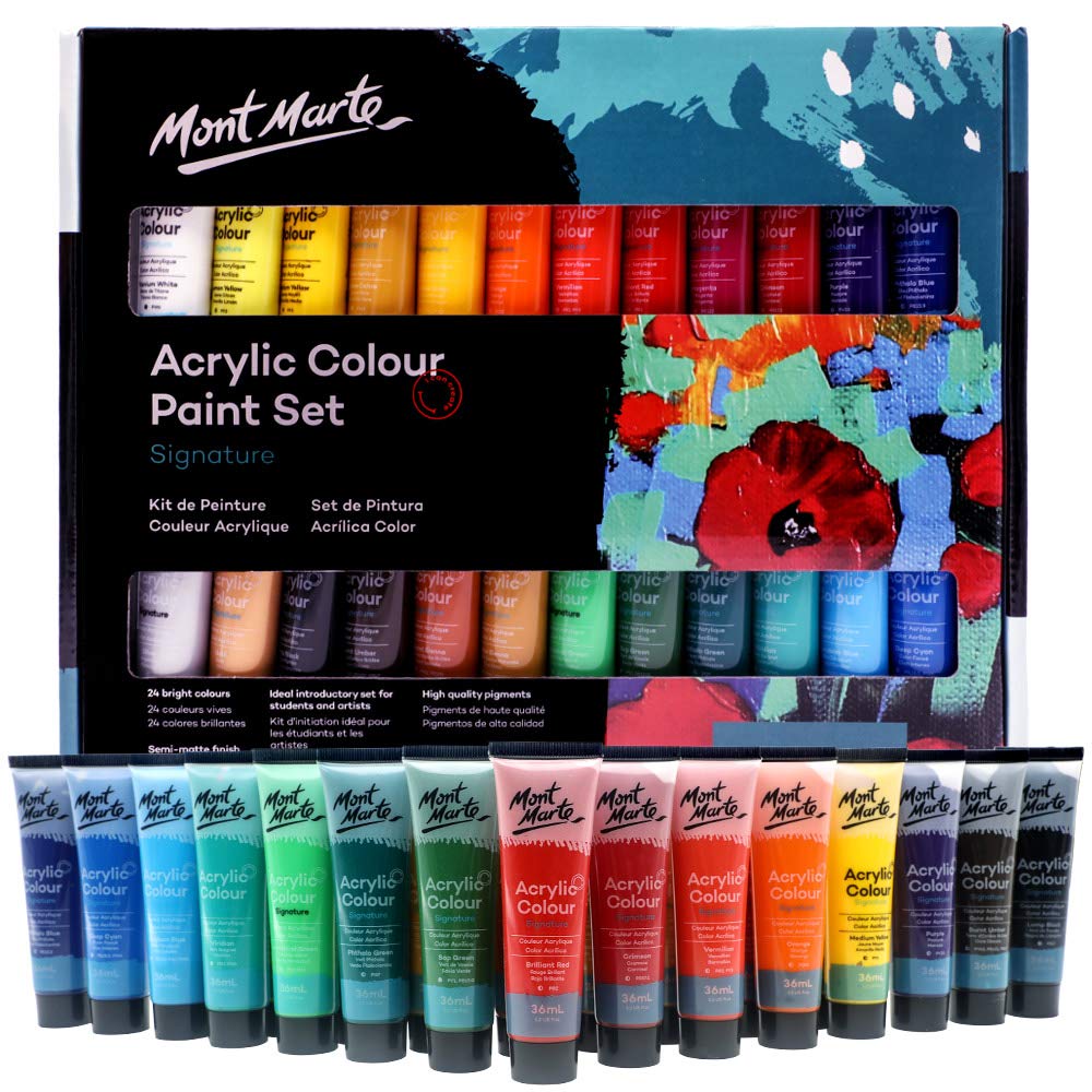 Mont Marte Acrylic Colour Paint Set Signature 24pc x 36ml MSCH2436