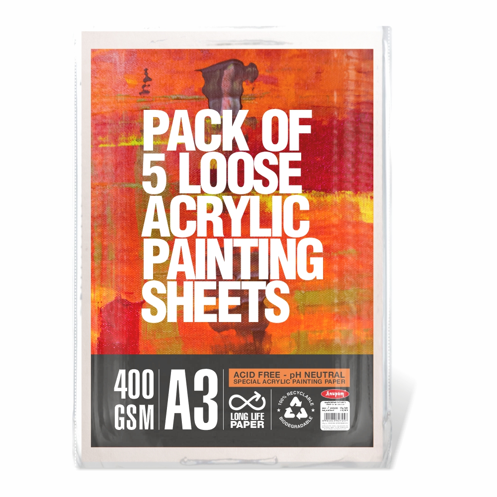 Anupam Acrylic Painting Drawing Paper (Loose Sheets) ??? 400GSM A3