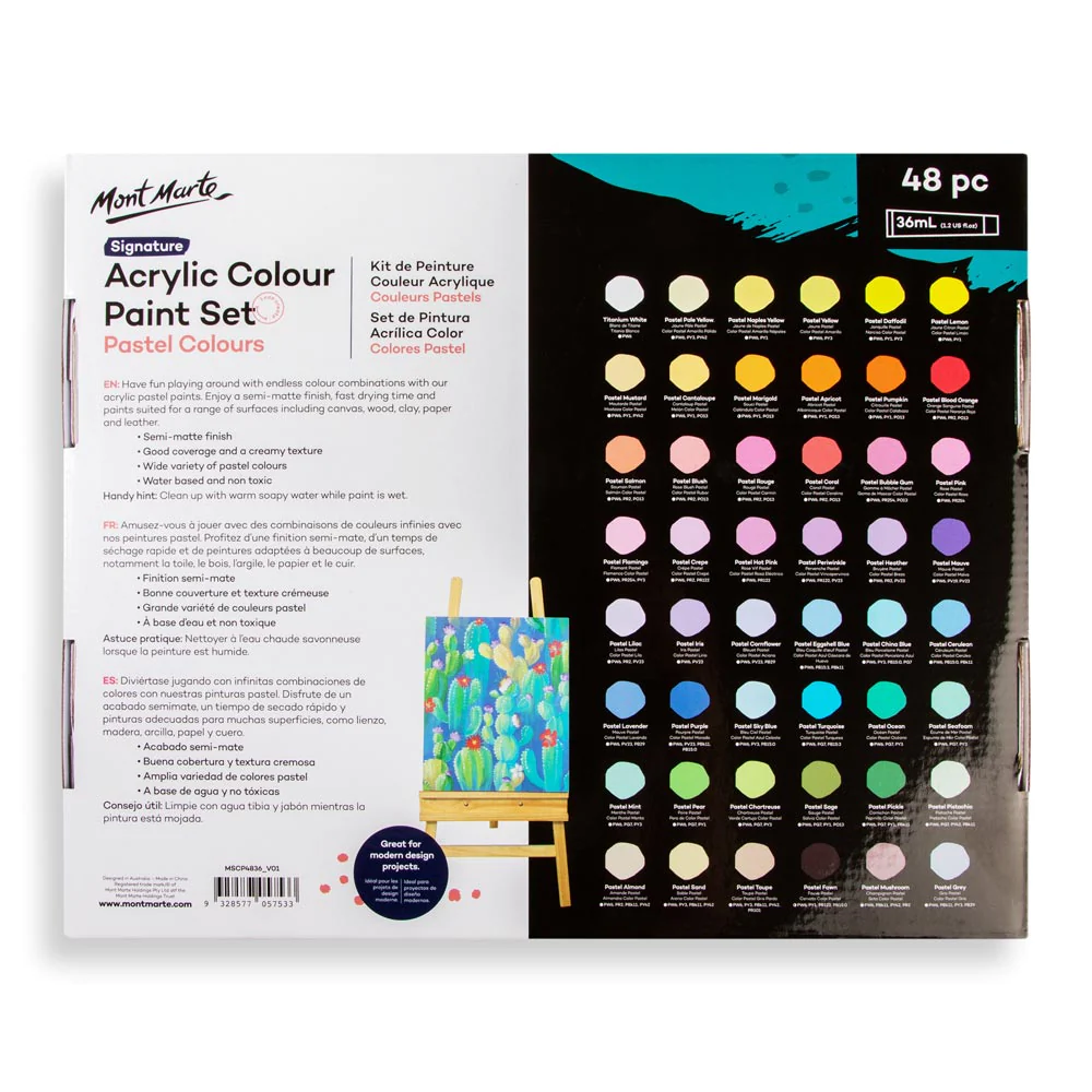 Mont Marte Fluoro Acrylic Paint Set, 8 Colors, 36 ml Each - Fluorescent  Acrylic Paint Kit