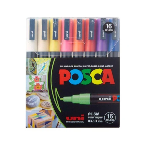 Uniball Posca 3M Marking Pen Set (Assorted, Pack of 16)