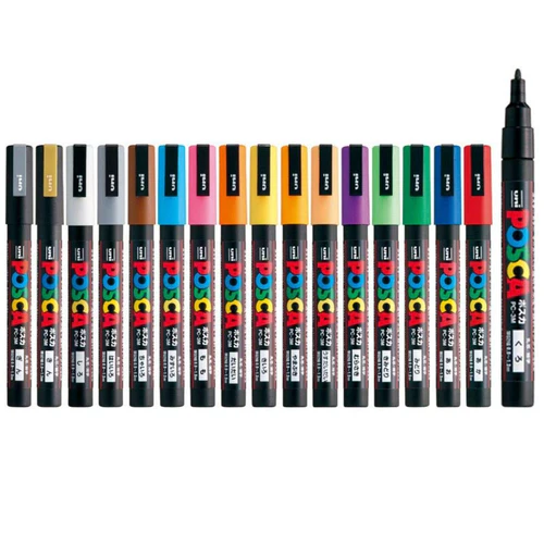 Uniball Posca 3M Marking Pen Set (Assorted, Pack of 16)