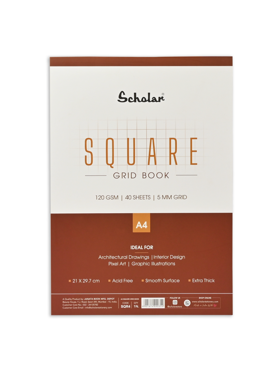 Scholar A4 120 Gsm Premium Square ??? Grid Book (40 Sheets) (SQR)