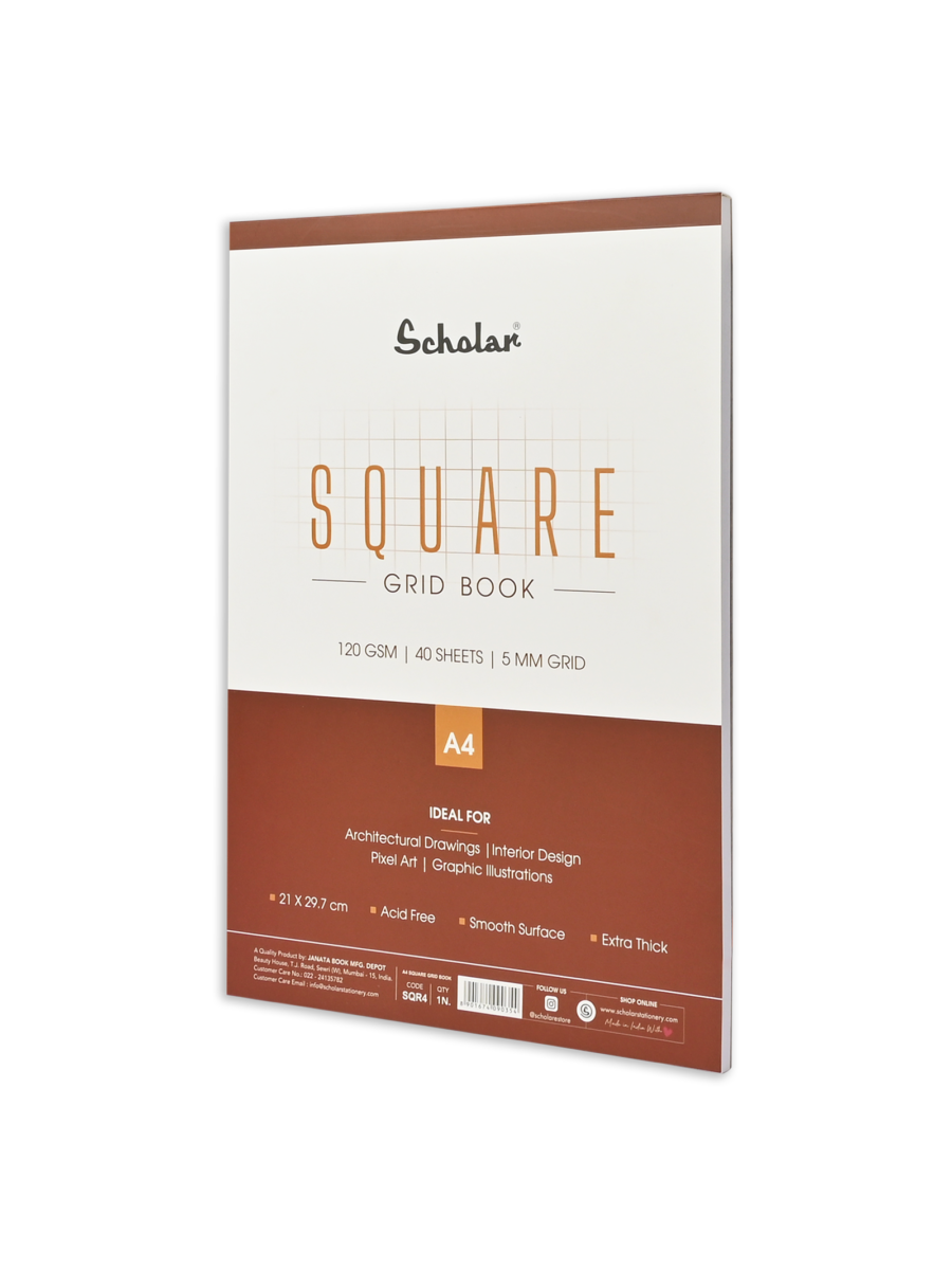 Scholar A4 120 Gsm Premium Square ??? Grid Book (40 Sheets) (SQR)