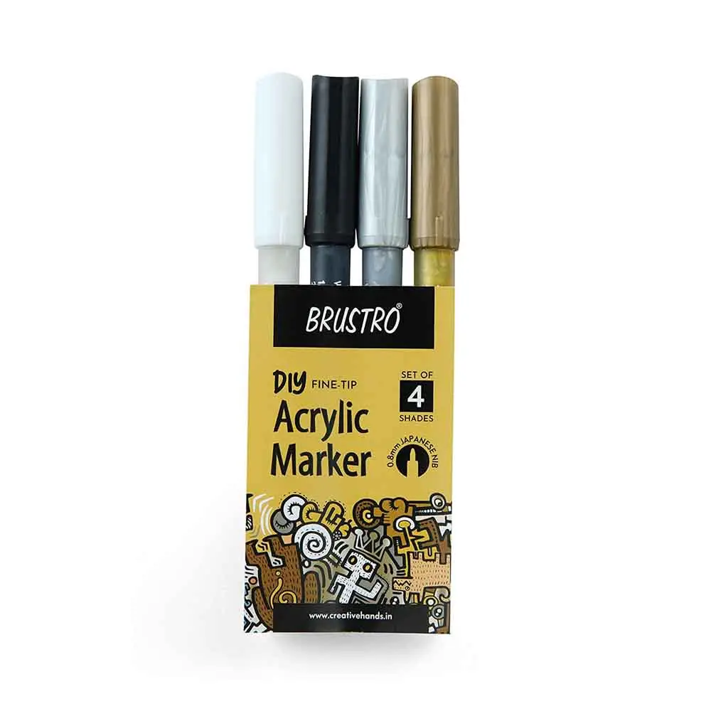 Brustro Diy Acrylic Marker Metalic 0.8m Set Of 4