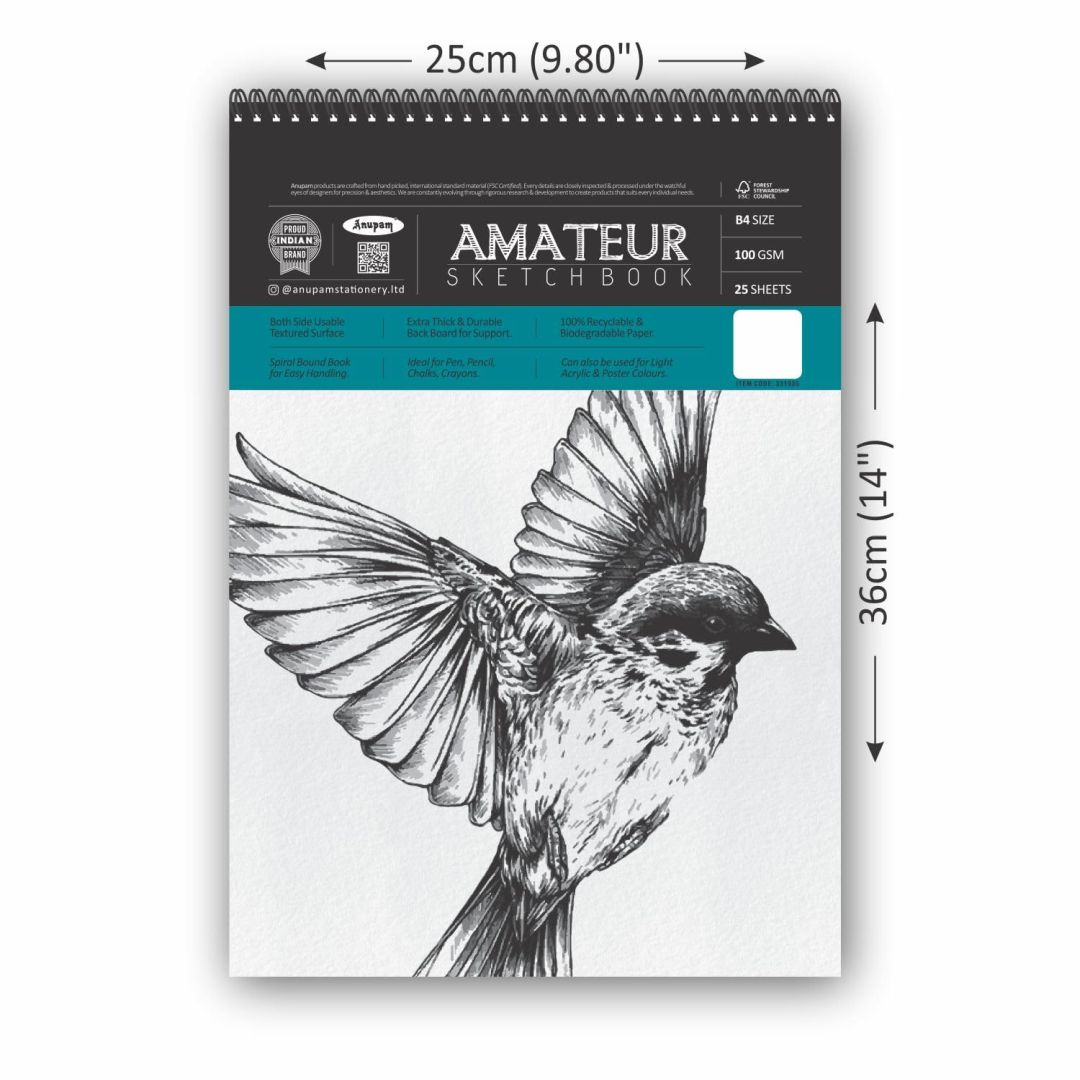 Anupam Amateur Sketchbook -Soft Bound-Cartridge Paper-100GSM B4